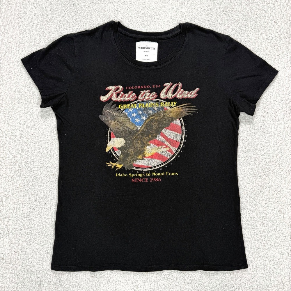 The Authentic Tee Women's M Eagle Graphic T Shirt Western Americana Biker USA